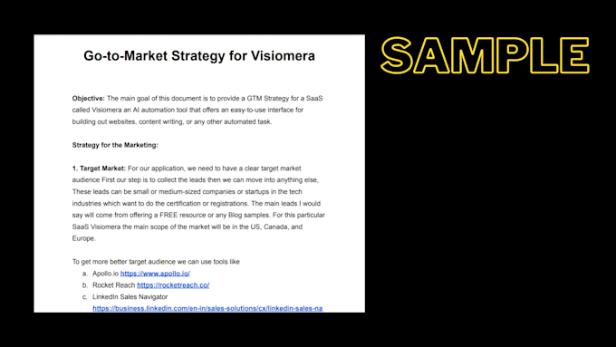 provide go to market strategy for your saas