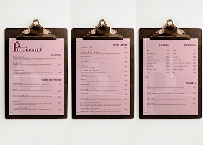 create professional logo, business card and menu
