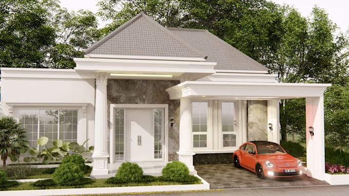 produce an exterior design by sketchup
