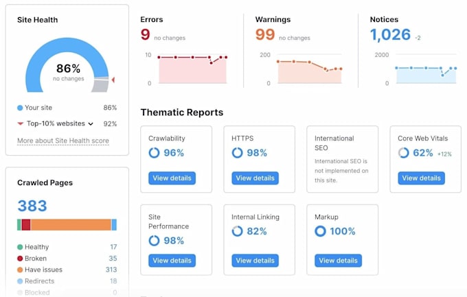 create professional site audit report ,site seo audit report