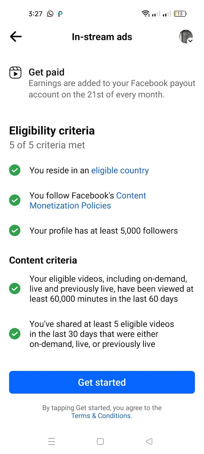 do complete facebook page monetization instream ads