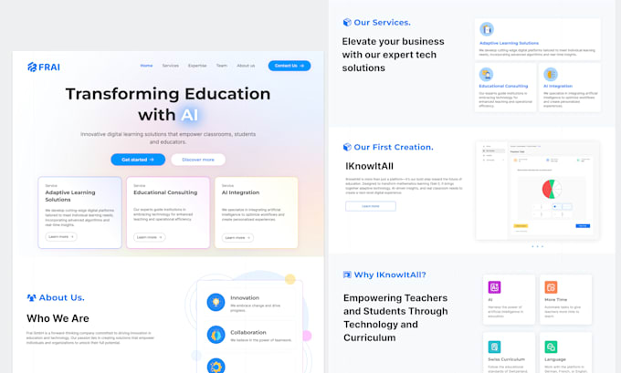 do responsive edtech website and saas landing page UI UX design in figma