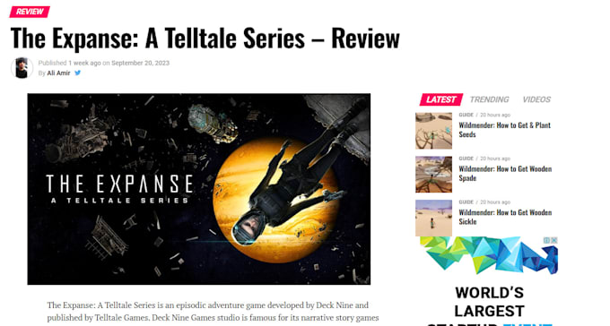 write gaming news, guides, walkthroughs, and game reviews