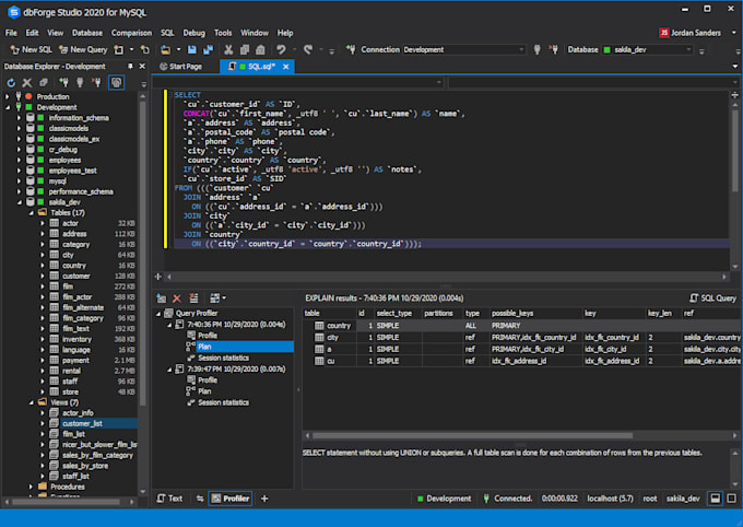 do sql queries, sql database projects