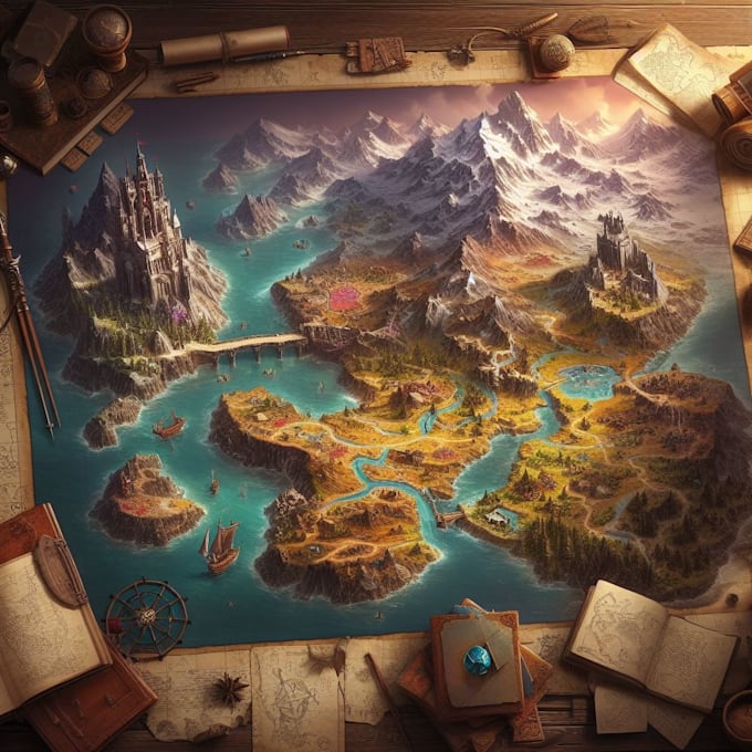 Draw any ship, or fantasy map illustration with cool details by