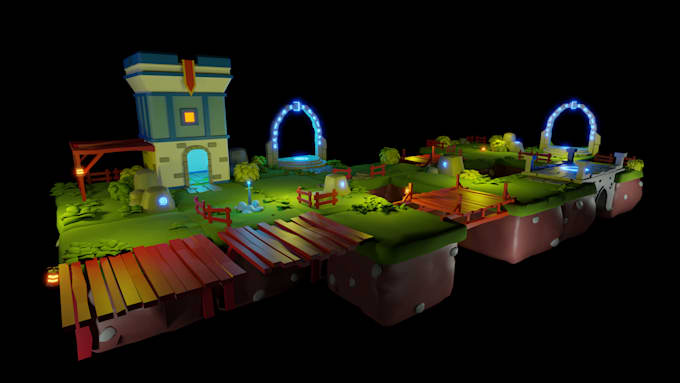 create custom 3d low poly environment with blender