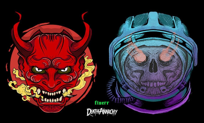 draw unique custom dark art skull closeup illustrations