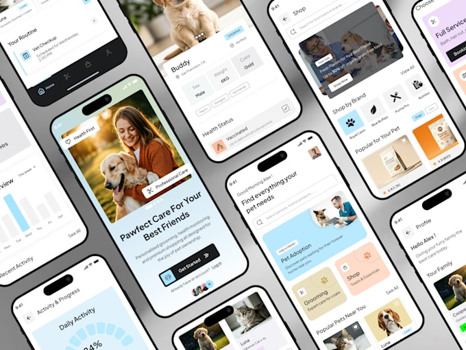 design modern mobile app UI UX in figma for ios and android