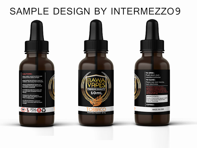 design label, bag, box, bottle or pouch packaging