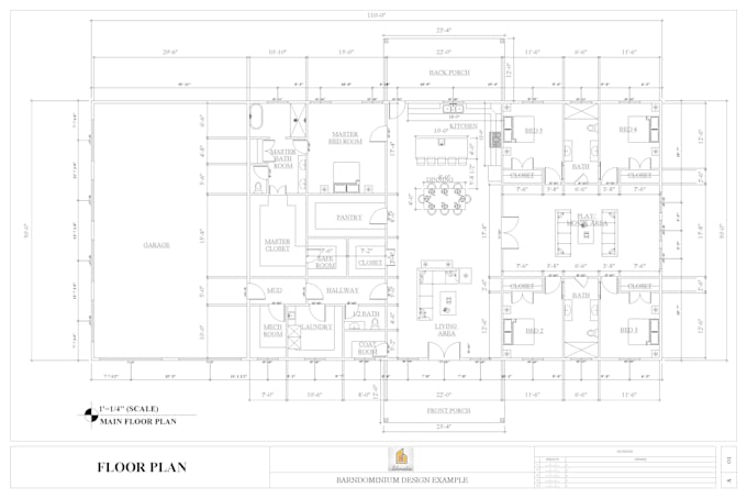 draw your 2d barndominium floor plan