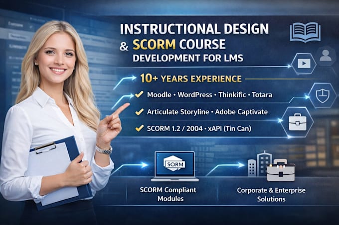 design scorm xapi course  in articulate storyline captivate