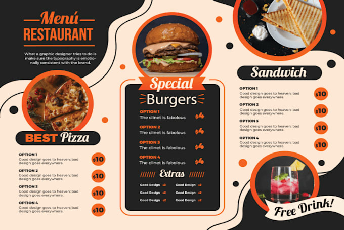 create modern restaurant menu, food menu, digital menu design