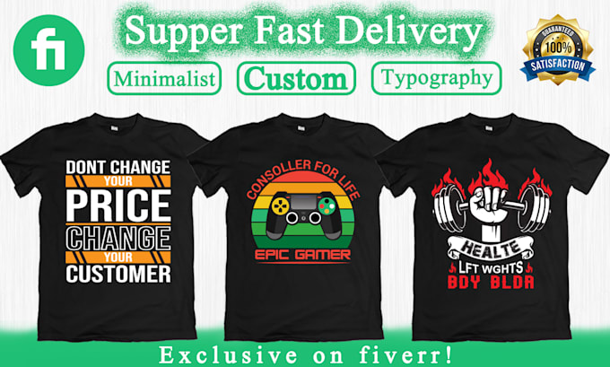 Do trendy typography, vintage and custom graphic t shirt design by ...