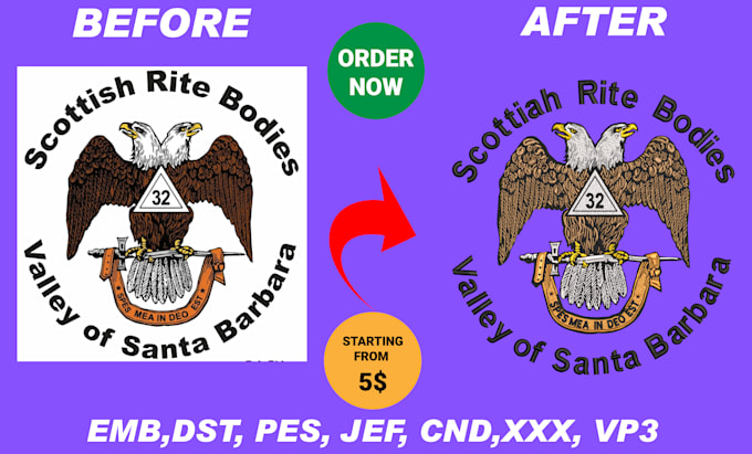 do embroidery digitizing into dst,pes in 1 hour