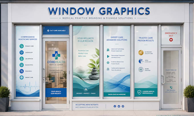 design window graphics, window signage, shopfront, storefront sign and decal
