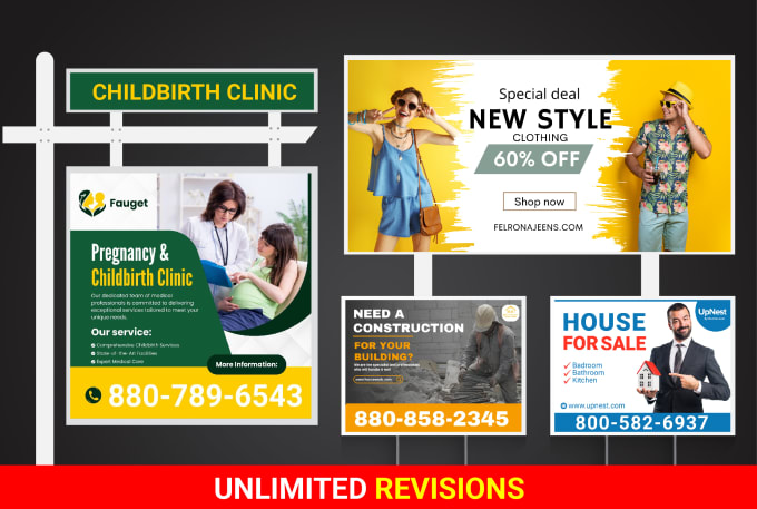 do eye catching custom yard sign design, lawn sign, real estate yard signs