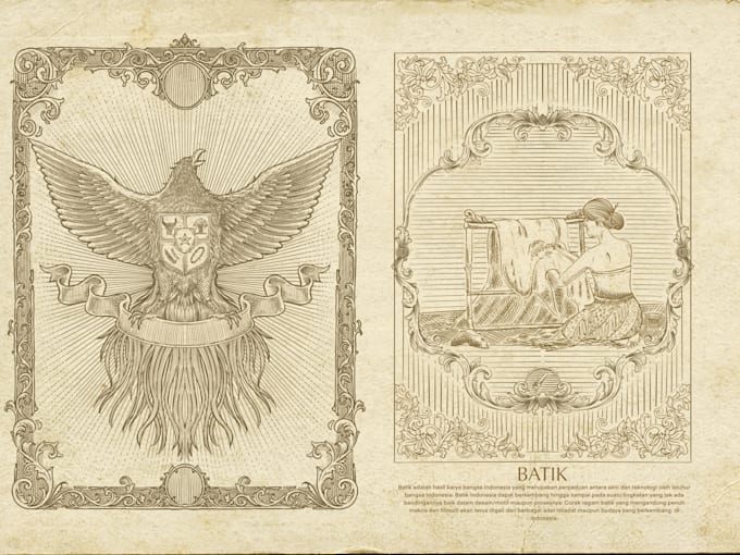 draw illustrations with engraving style and ornament