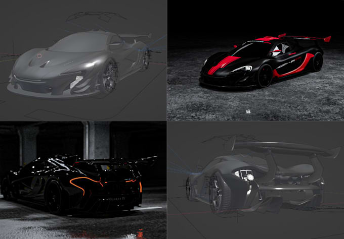 create vehicle 3d modeling and rendering in blender or rhino