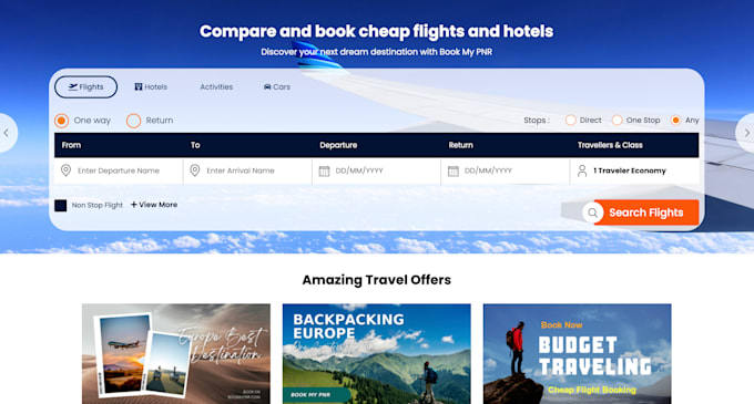 create a flight booking website using a API of your choice