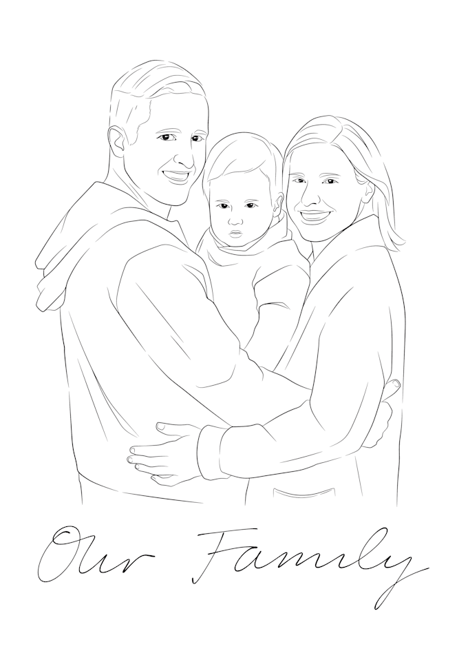 draw digital line art portrait from any photo