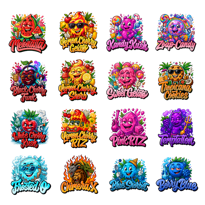 create unique cannabis strain weed logo with 10, 20, 30 design