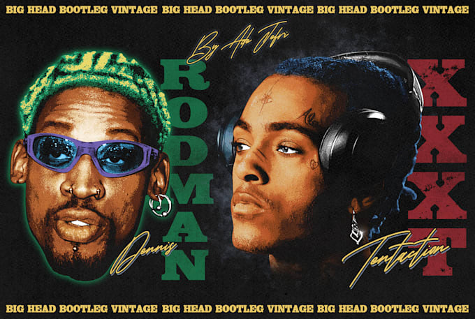 design a crazy 90s big head rap tee design