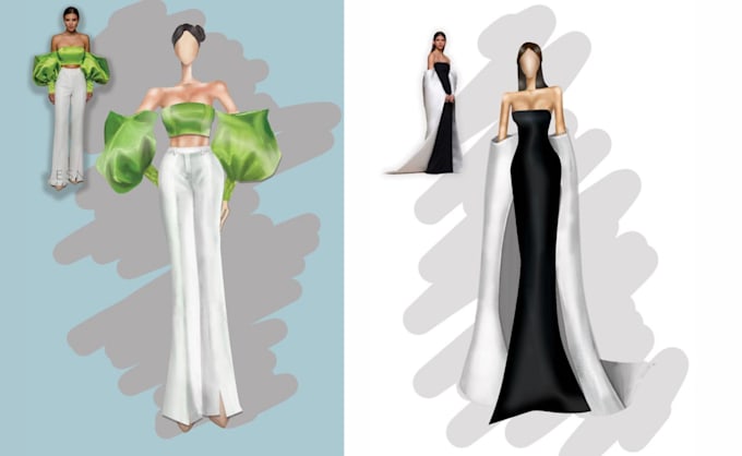 Draw premium fashion illustrations and sketches by Byinaara | Fiverr