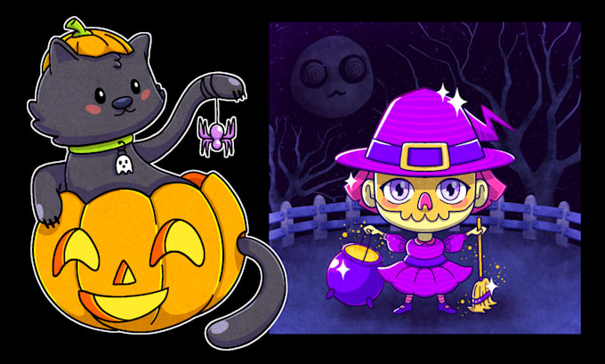 create a cute halloween illustration