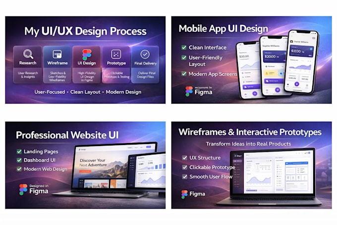 design quality UI UX, wireframes and prototypes in figma