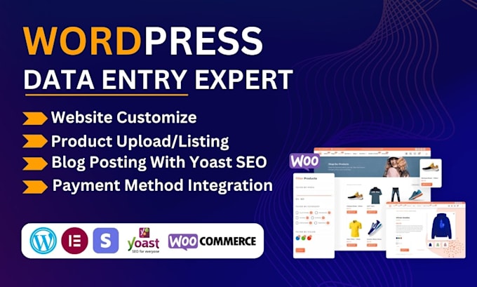 do wordpress data entry blog posts and woocommerce product upload