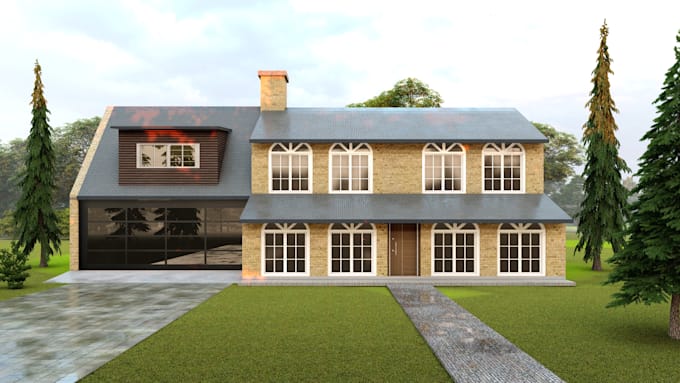 design modern house 3d exterior  interior  floor plan and render