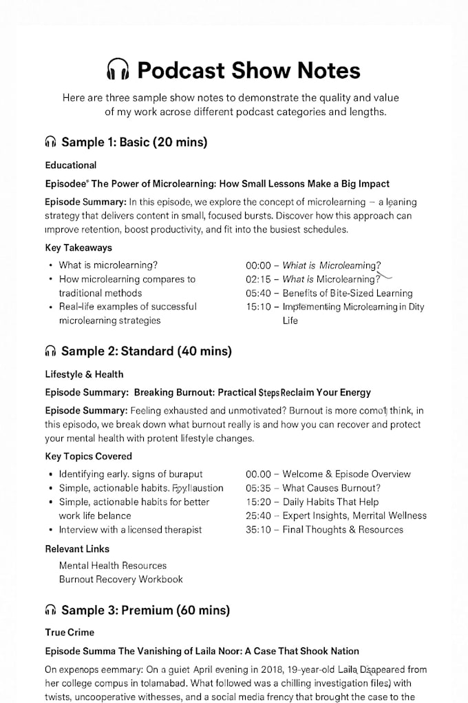 research and write your podcast show notes