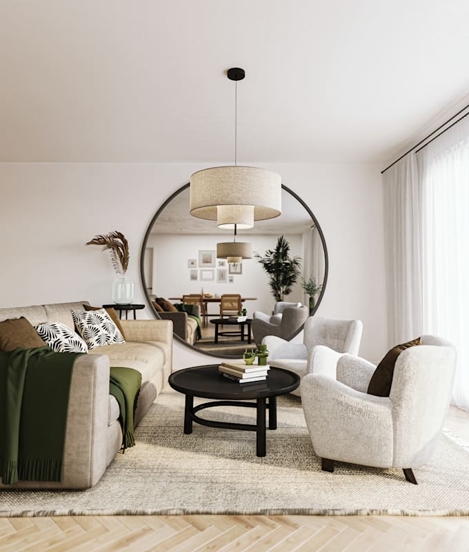 do 3d interior design, house, restaurant