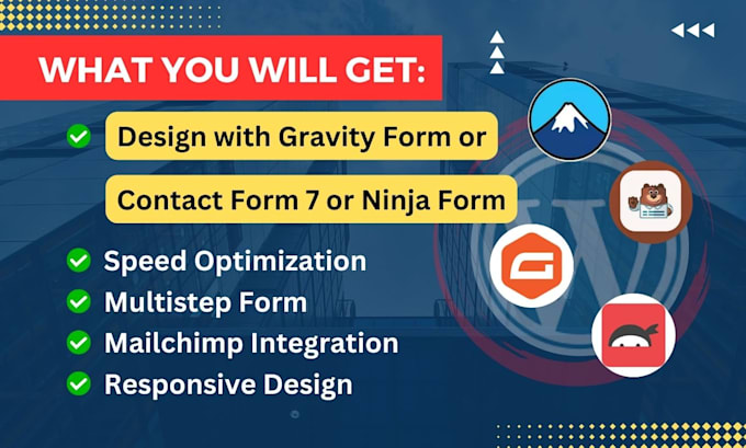 create sign up, pop up form, contact form, mailchimp, gravity or wp form design