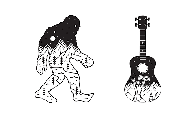 create black and white tattoo linework design and badge logo