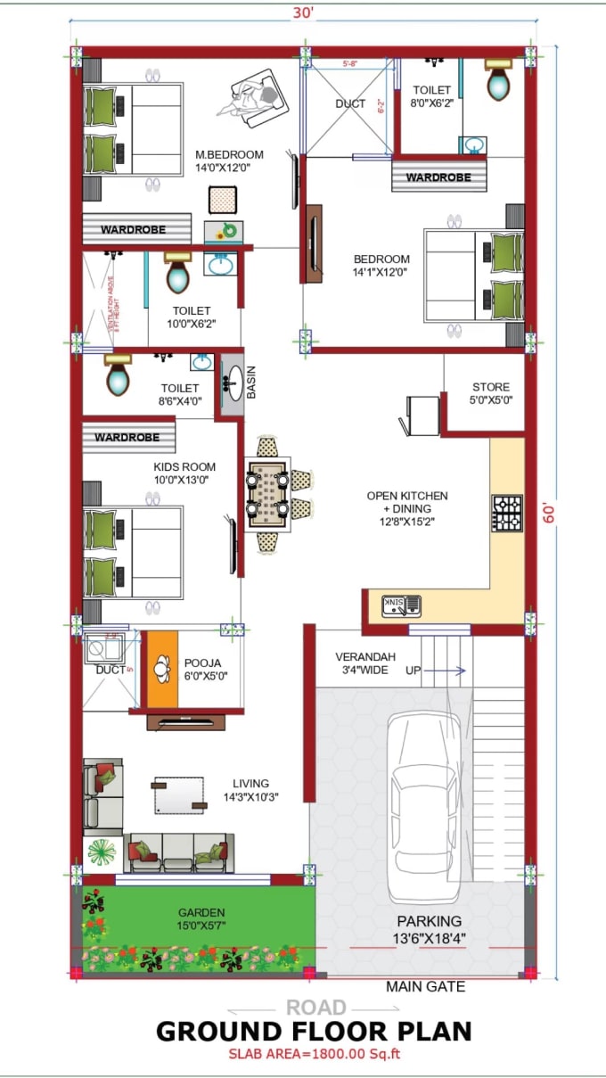 Provid architectural drawings layout plan floor plans by Khaibarzaman