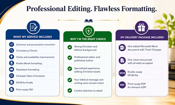 be your book editor to format and edit your christian manuscripts