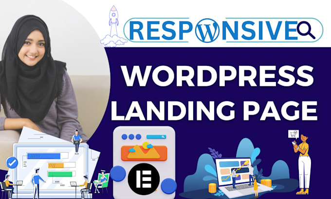 design responsive wordpress landing page, elementor landing page