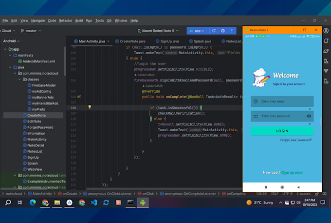 do custom android app development by android studio