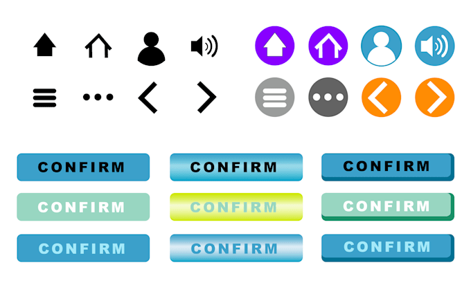 create UX icon, buttons, components