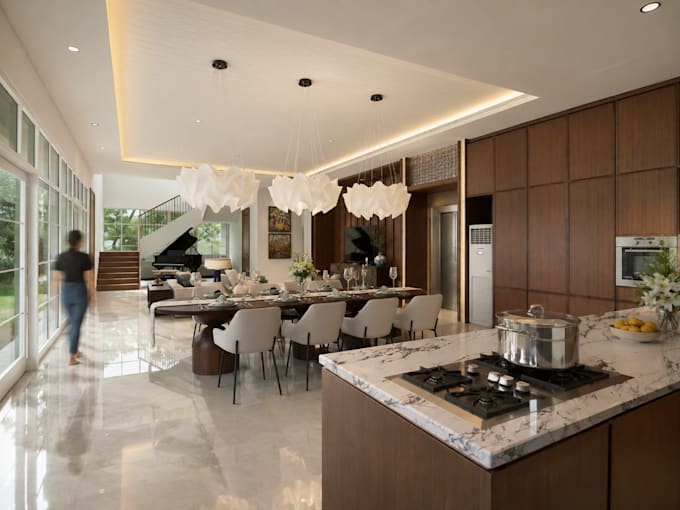 do realistic 3d interior design rendering for your apartment