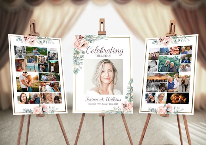 create a memory board, funeral flyer, annoucement