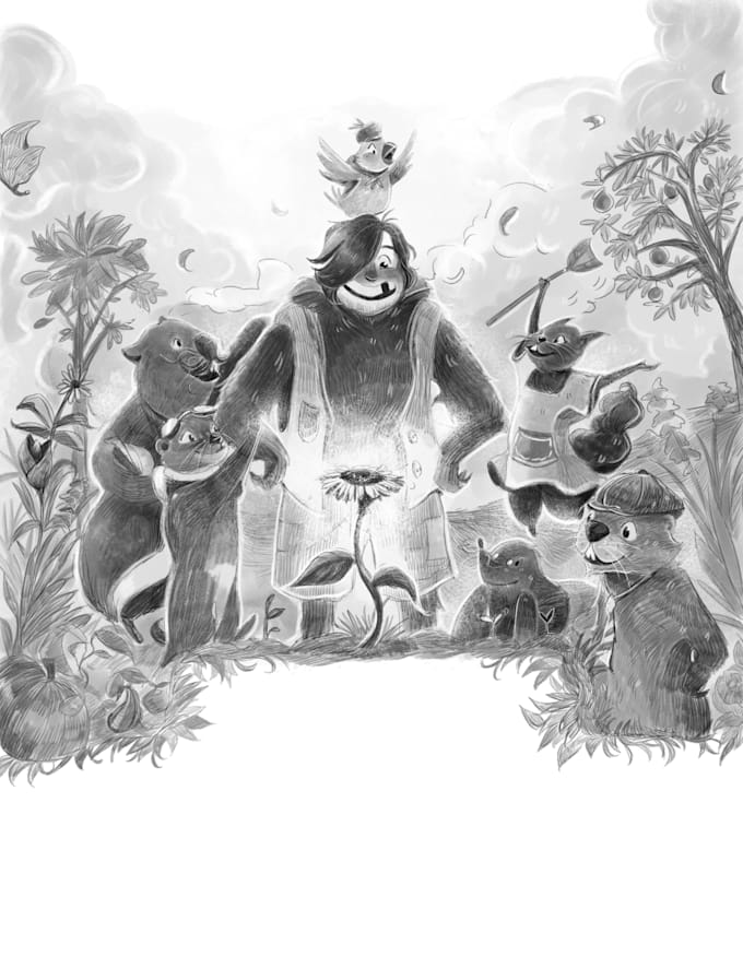 draw a black and white illustration for your project