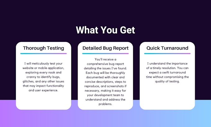 test your website or app and provide a bug report