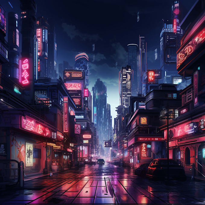 Design futuristic cyberpunk city or background art by Harahel93 | Fiverr