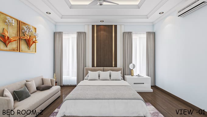 do bedroom interior design with 3d render
