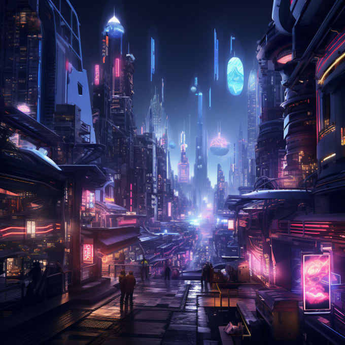 Create cyberpunk art, cyberpunk city for you by Gruurqaids | Fiverr