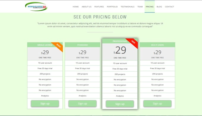 Add a responsive pricing table in your html site by Perfect_pixel | Fiverr