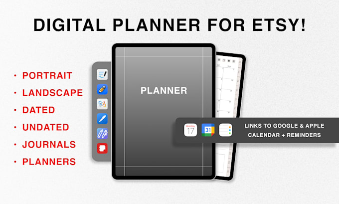 design digital planner, journal for ipad, android, etsy, goodnotes, notability,