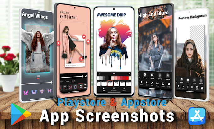 design the eye catchy screenshots for app store play store